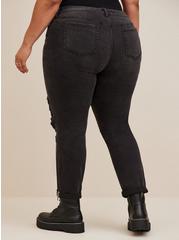 Boyfriend Straight Vintage Stretch Mid-Rise Sequin Backed Jean, BLACK, alternate