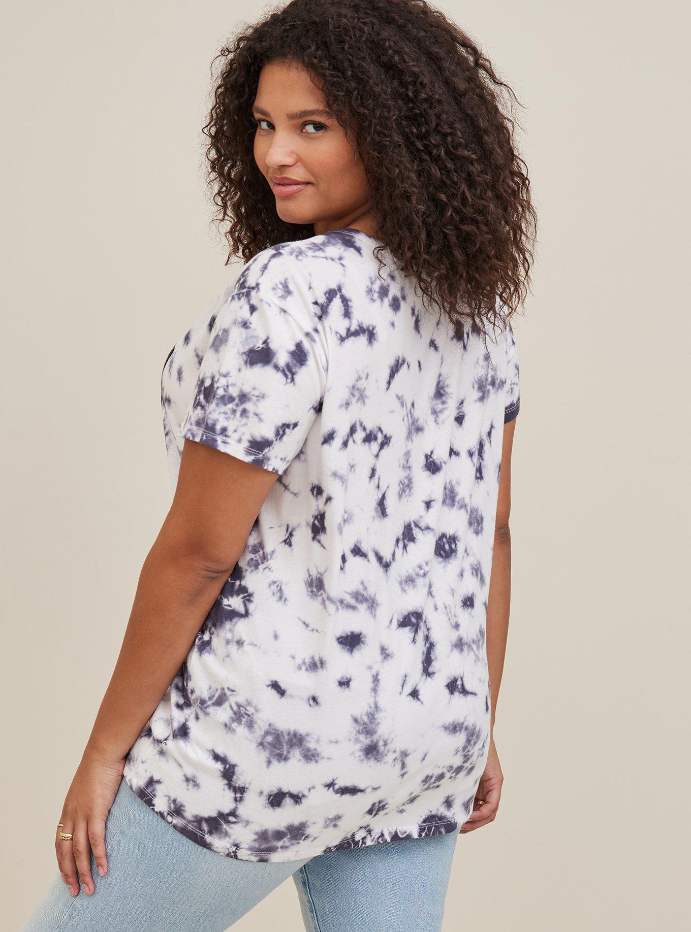 Plus Size Kiss Classic Fit Cotton Cutout Tee, TIE DYE WHITE, alternate