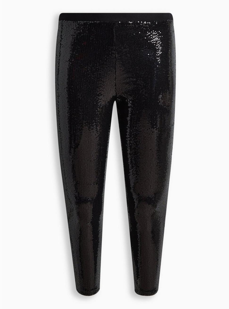 Full-Length Comfort Waist Sequins Legging, BLACK, hi-res