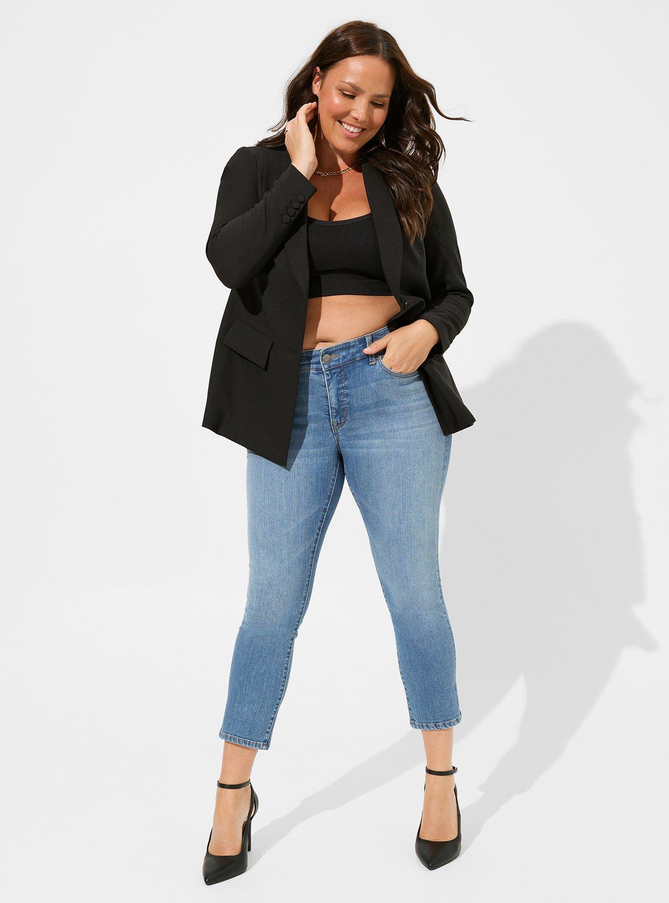 Plus Size - Studio Refined Crepe Embroidered Classic Fit Blazer - Torrid