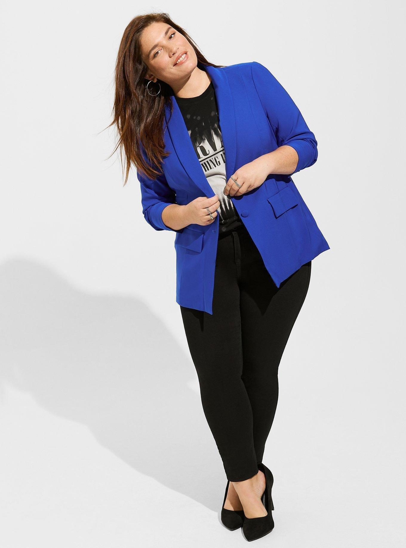 Plus Size - Studio Refined Crepe Embroidered Classic Fit Blazer - Torrid