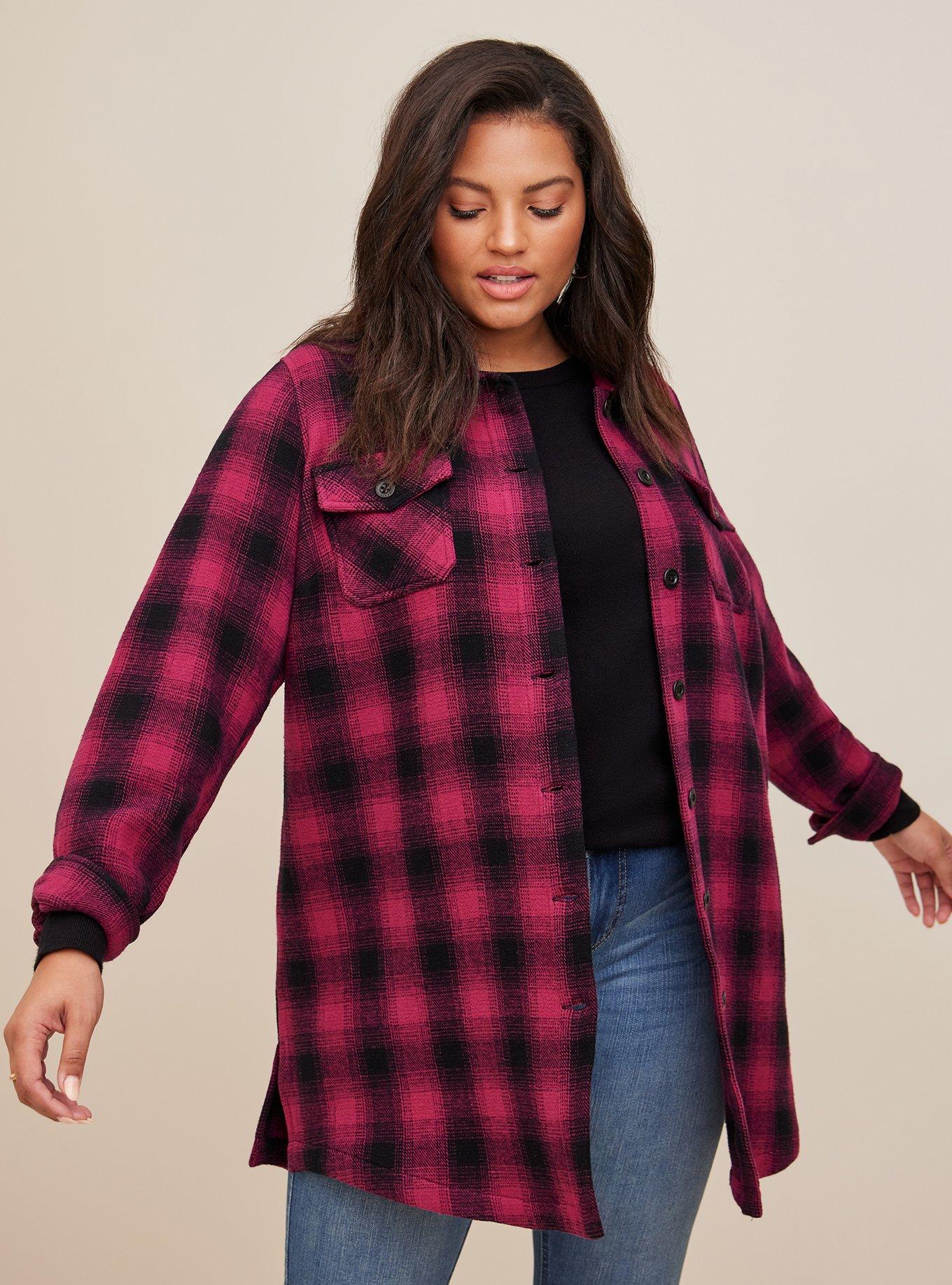  Women's Cropped Plaid Jacket Button Down Shirt Coat Flannel  Crop Jacket Casual Shacket with Chest Pockets Streetwear : Clothing, Shoes  