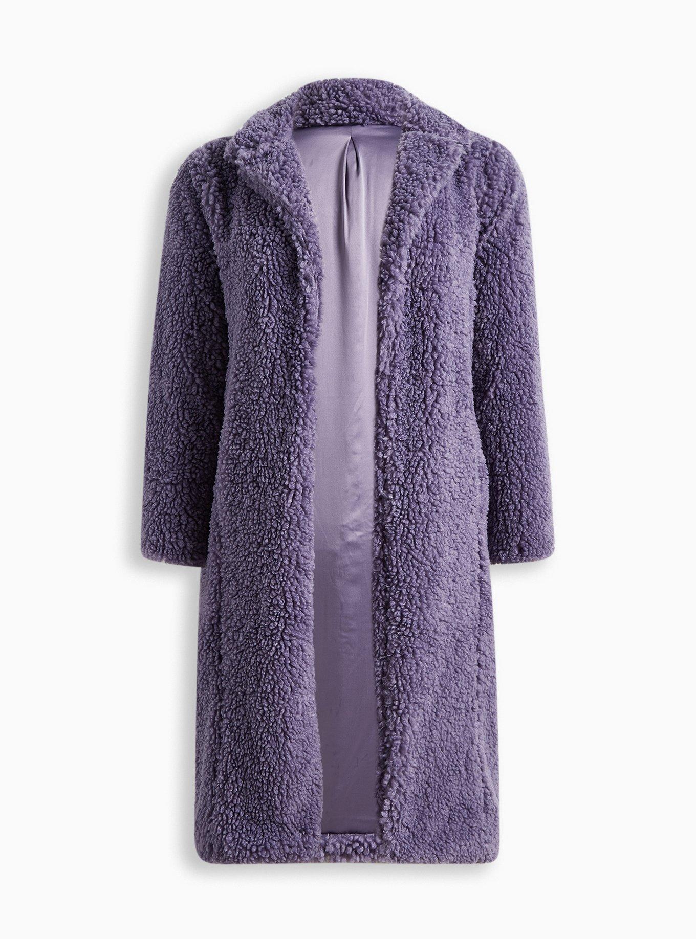 Plus Size - Outlander Jaime Grey Faux Fur Trim Woolen Swing Coat - Torrid