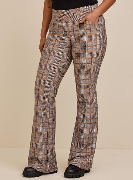 Pocket Pixie Flare Studio Luxe Ponte High-Rise Pant, HOUNDSTOOTH PLAID, alternate