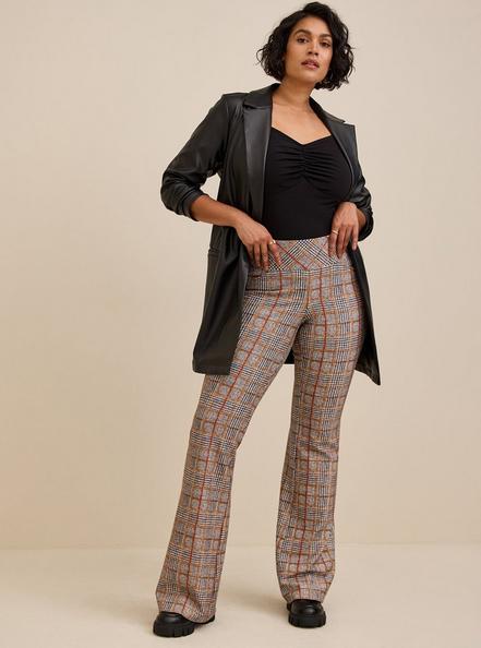 Pocket Pixie Flare Studio Luxe Ponte High-Rise Pant, HOUNDSTOOTH PLAID, hi-res