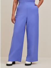 Pull-On Wide Leg Studio Refined Crepe High-Rise Pant, PERIWINKLE, alternate