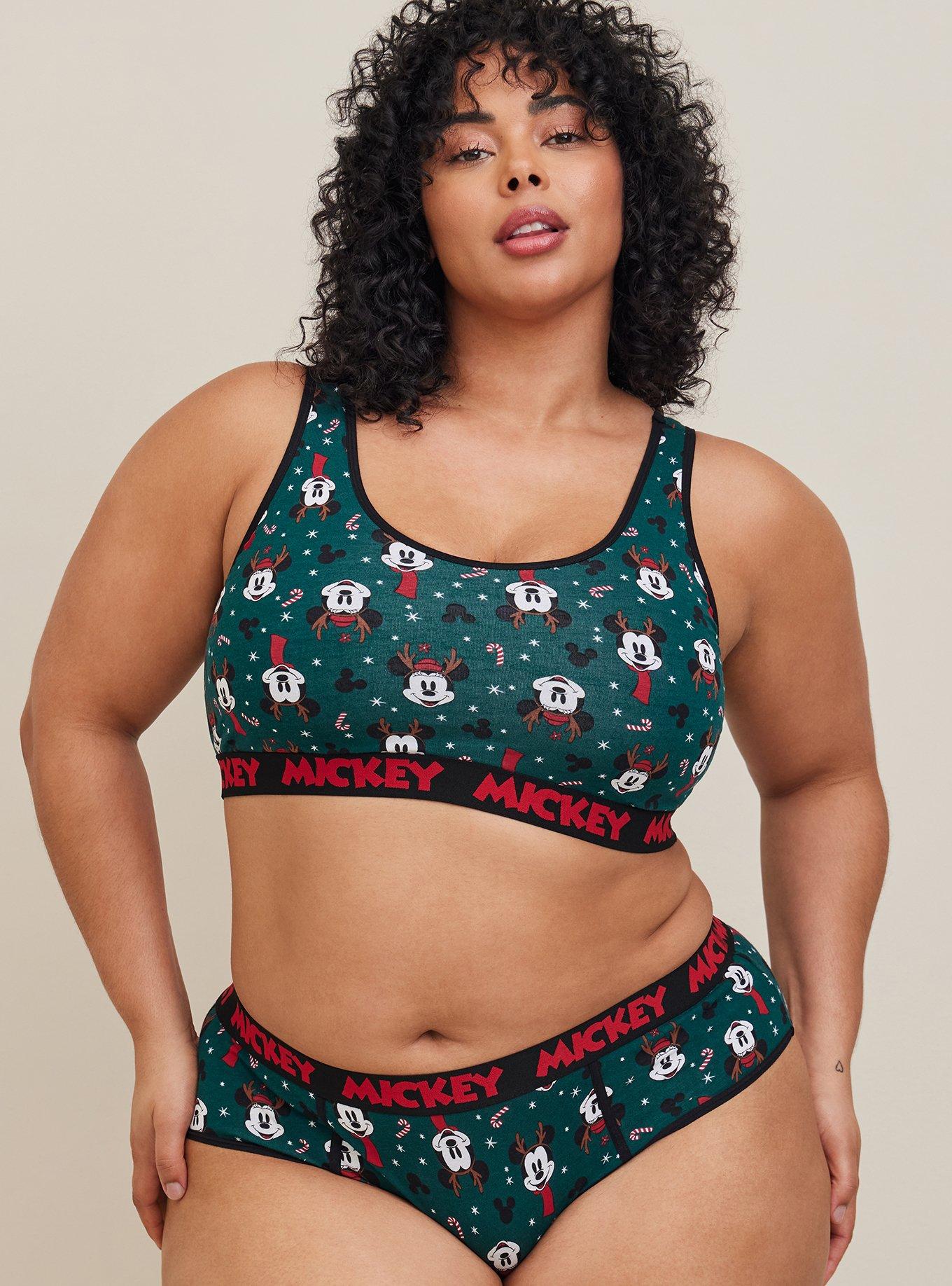 Plus Size - Disney Mickey Mouse Unlined Cotton Scoop Neck Bralette - Torrid