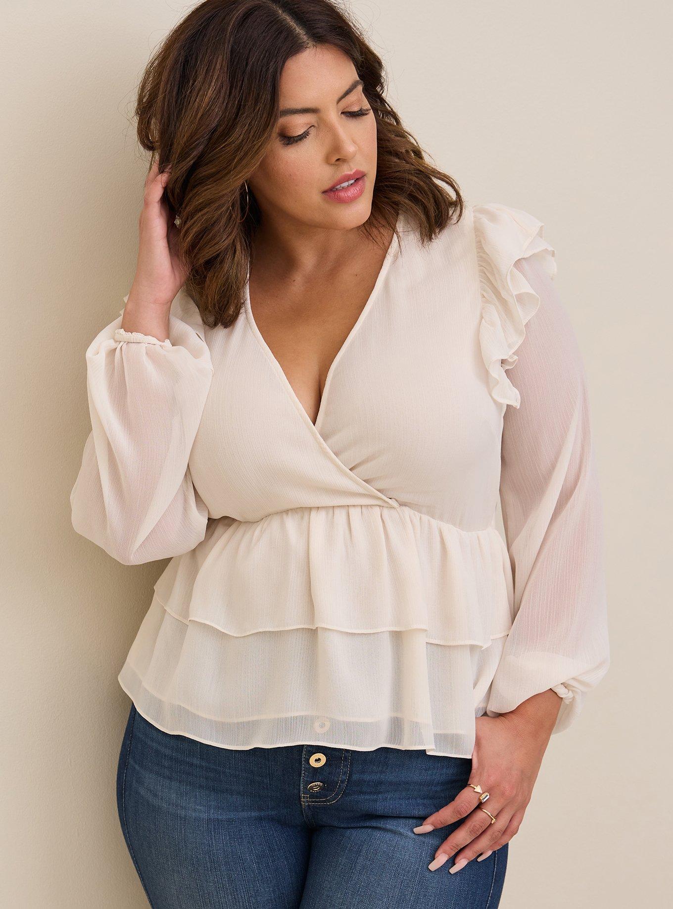 Chiffon Ruffled Surplice Crop Top