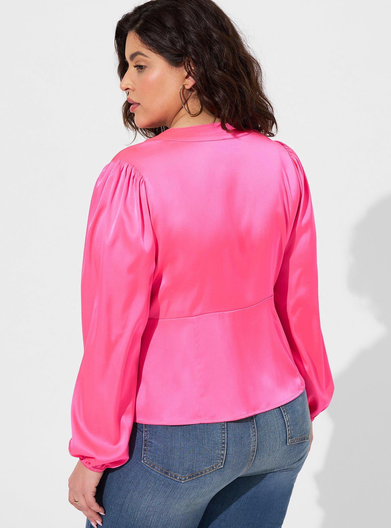 Pink Silk Plus Size Blouse