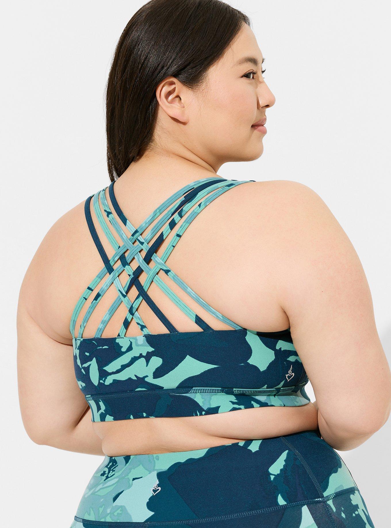 Plus Size - Low-Impact Wireless Strappy Back Active Sports Bra