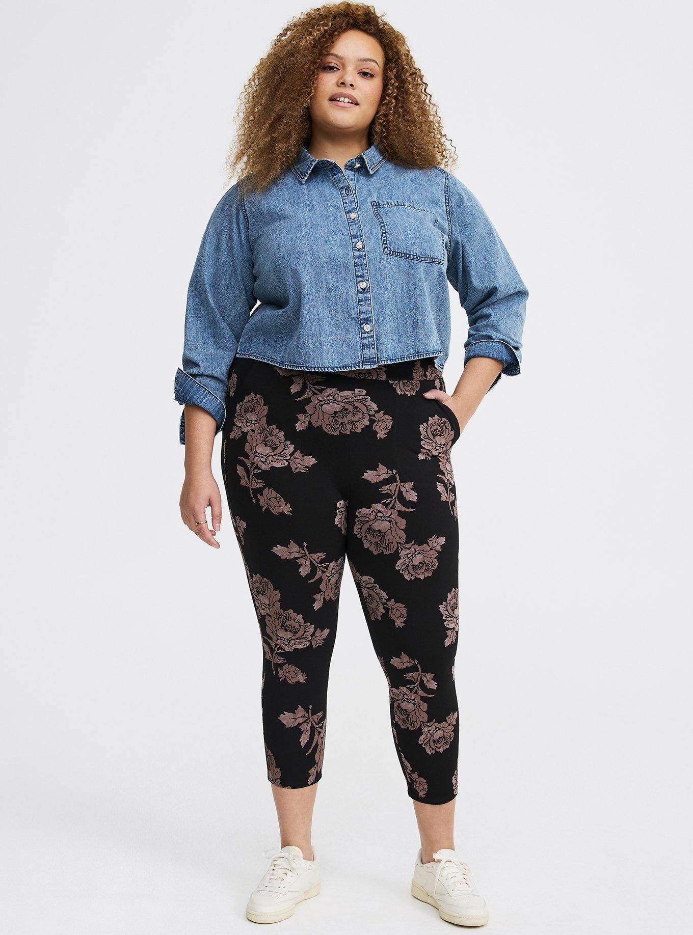 Capri Pocket Legging, FLOWER STAMPS FLORAL BLACK, hi-res