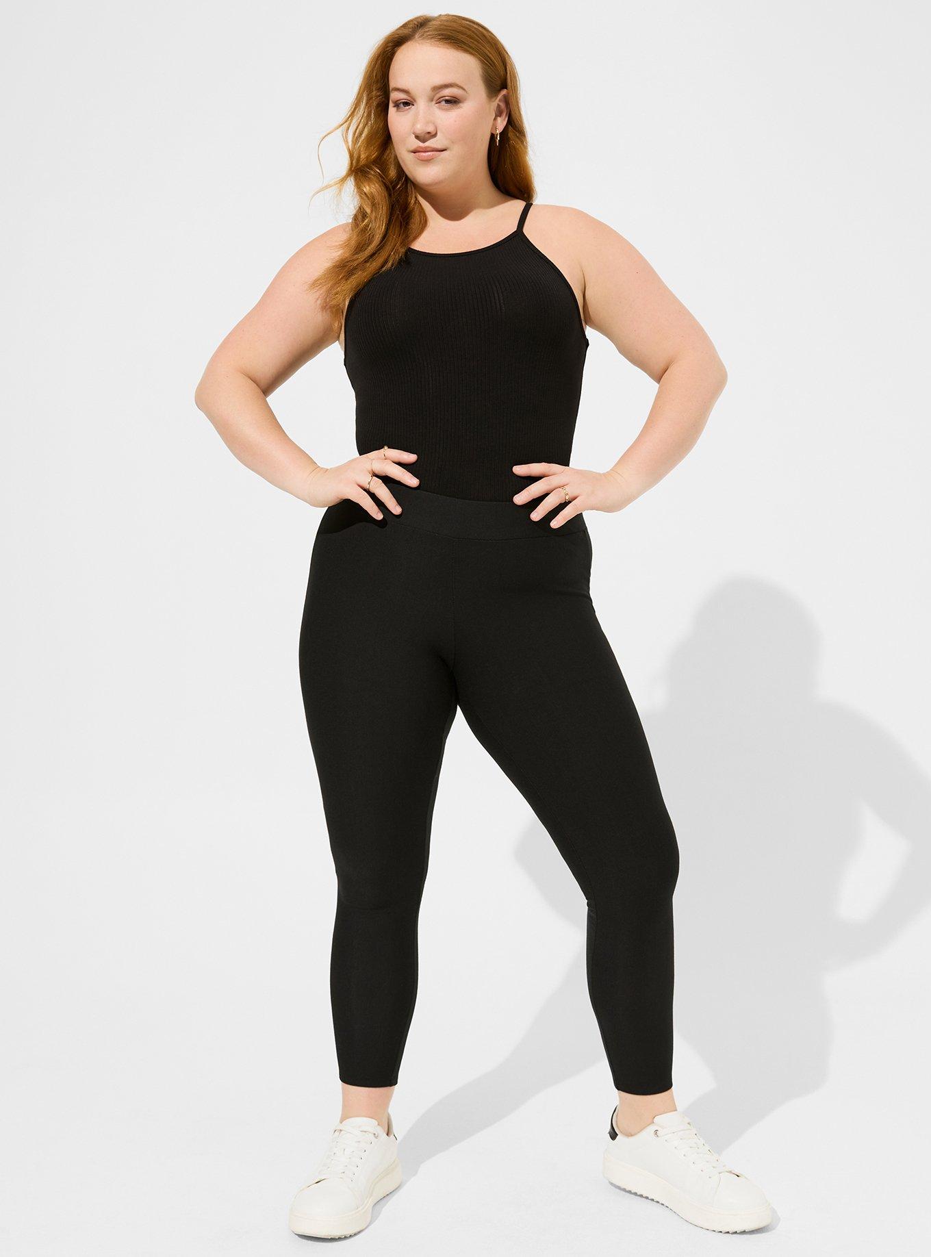 Plus Size - Platinum Stirrup Leggings - Fleece Lined Black - Torrid