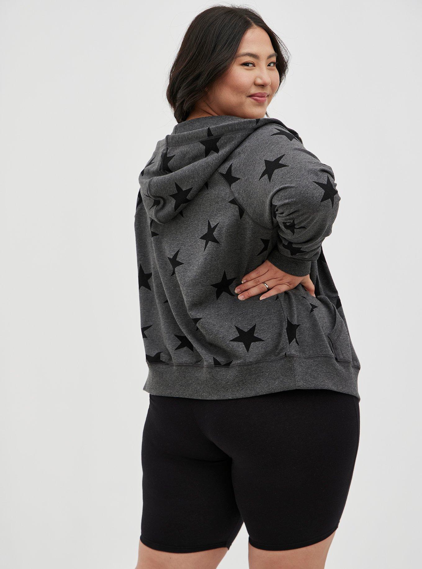 Plus Size - Black & Silver Sequin Zip Hoodie - Torrid