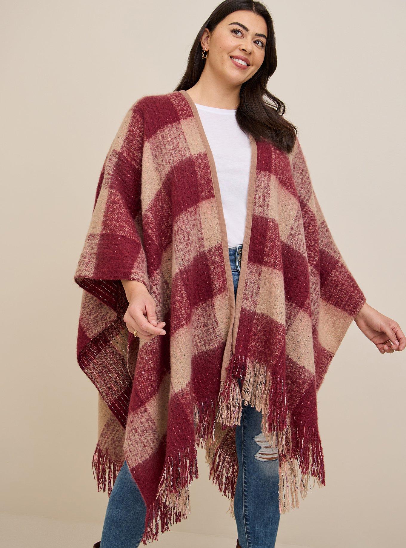 Plus Size Reversible Ruana, , alternate