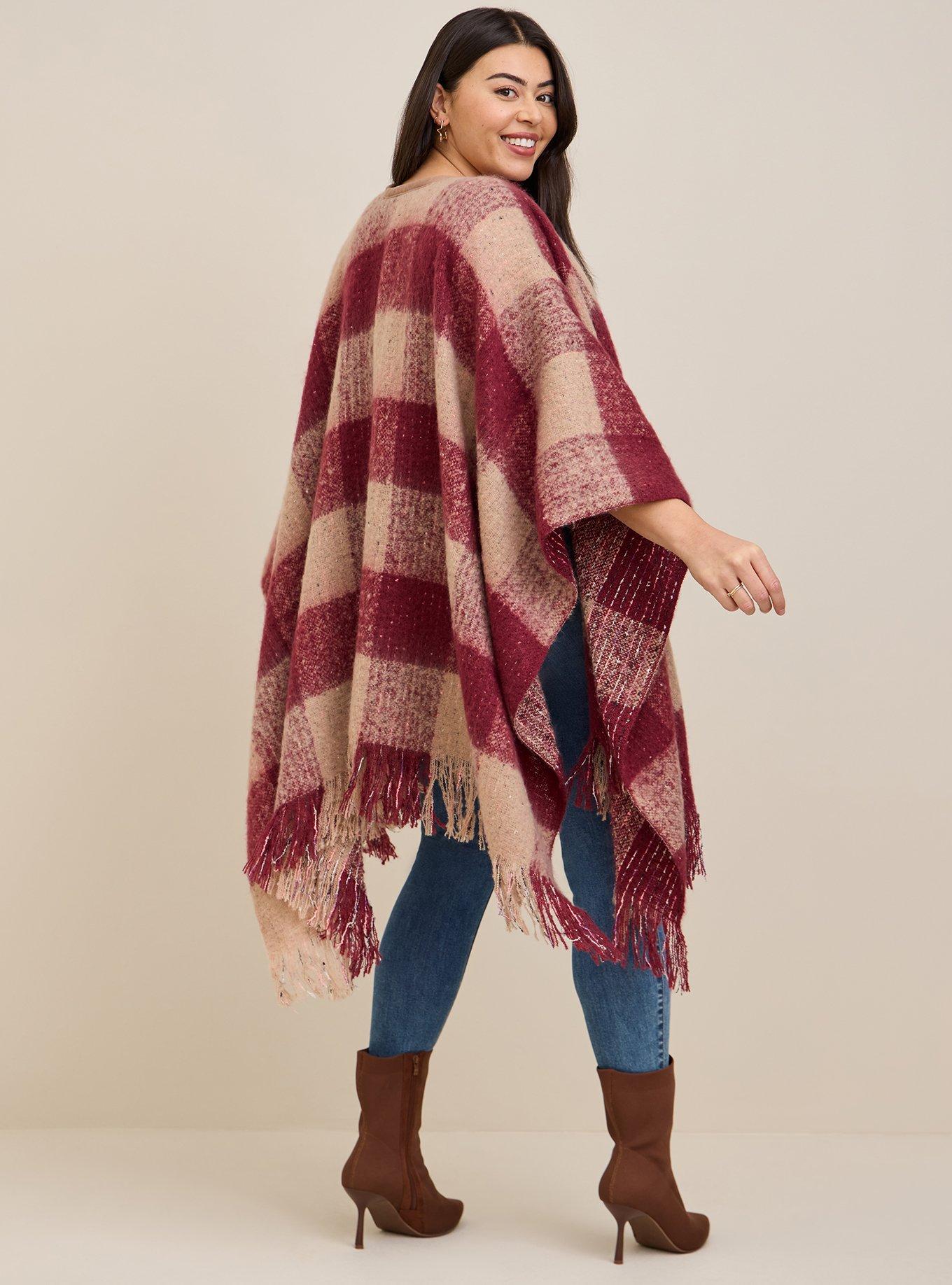 Plus Size Reversible Ruana, , alternate