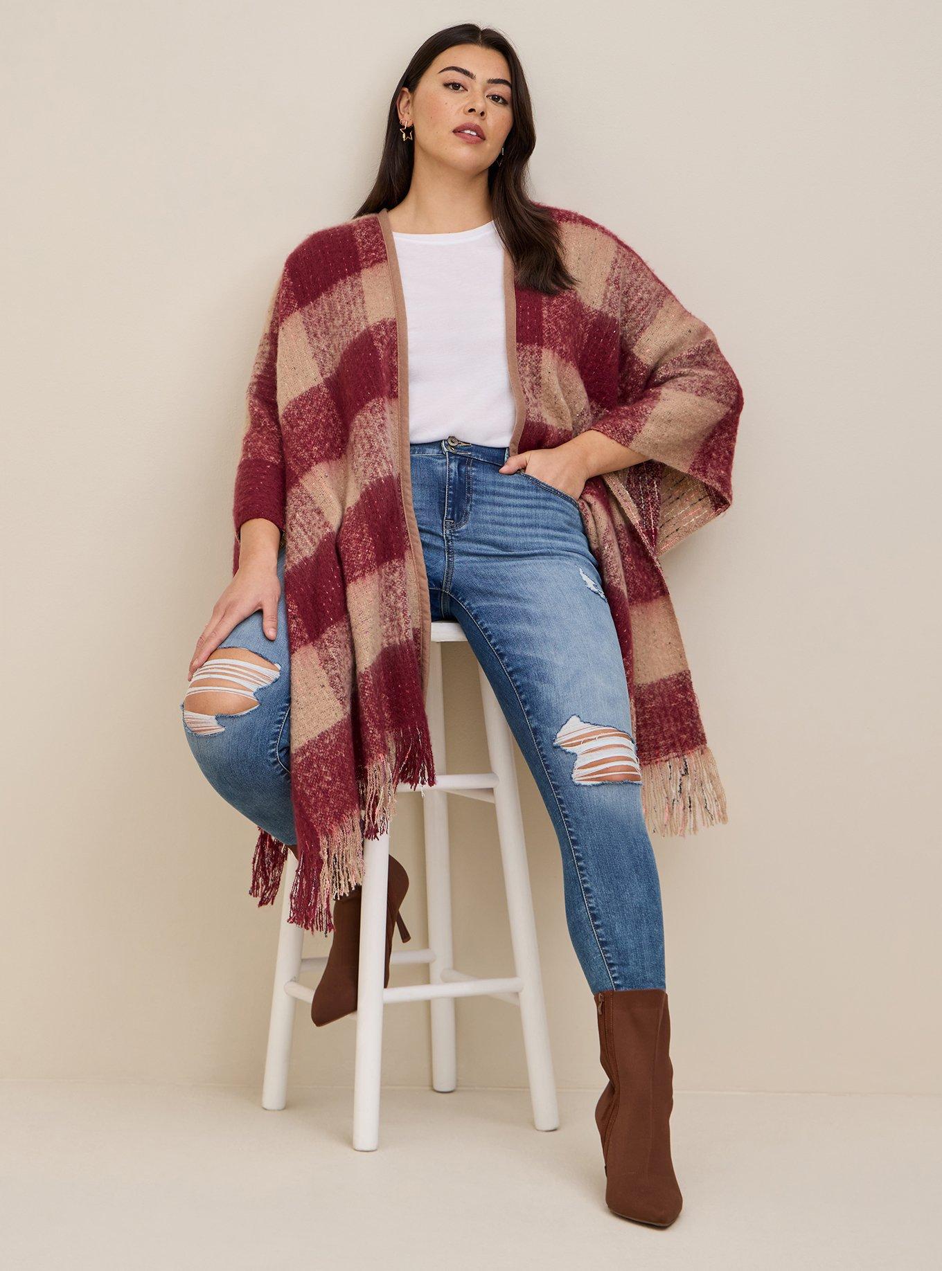 Plus Size Reversible Ruana, , hi-res