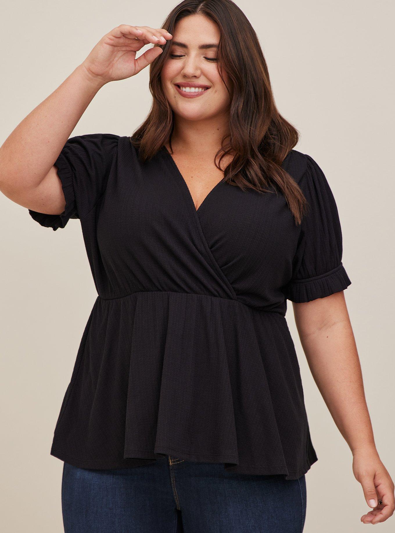 Plus Size - Ribbed Surplice Peplum Top - Torrid