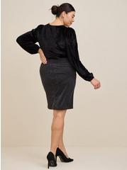 At The Knee Glitter Knit Cinched Bodycon Skirt, NONEC, alternate