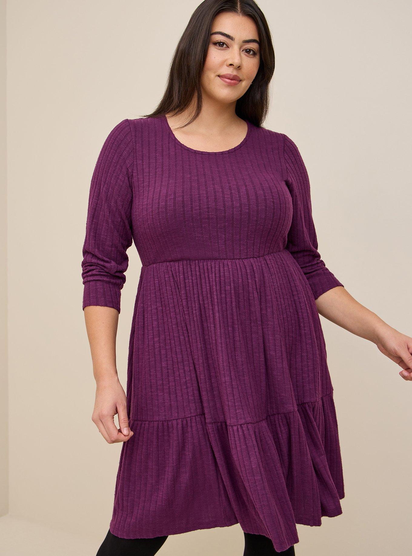 Plus Size - Mini Brushed Rib Tiered Skater Dress - Torrid