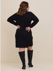 Mini Cotton Acrylic Sweater Dress, DEEP BLACK, alternate