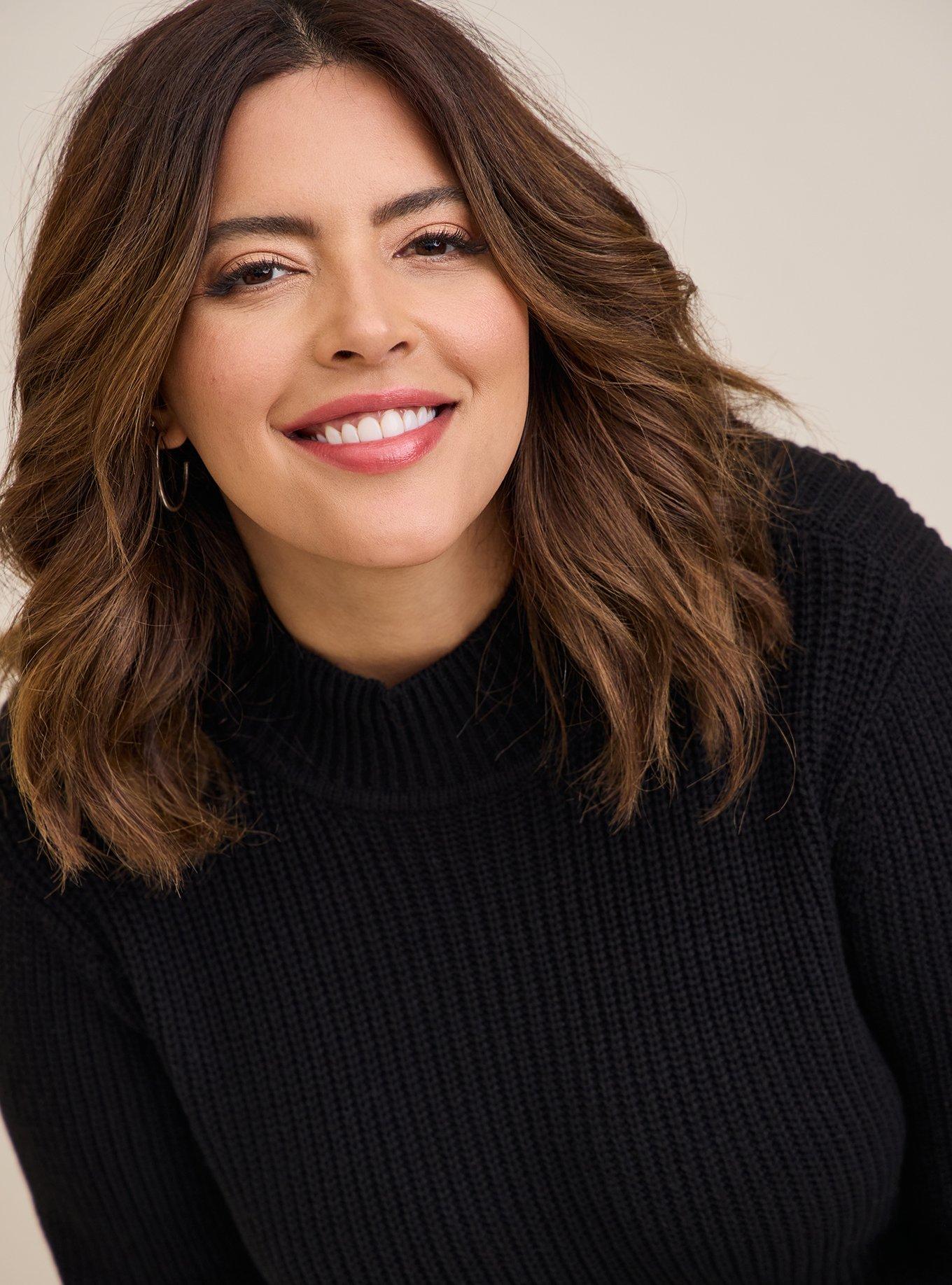 Mini Cotton Acrylic Sweater Dress, DEEP BLACK, alternate