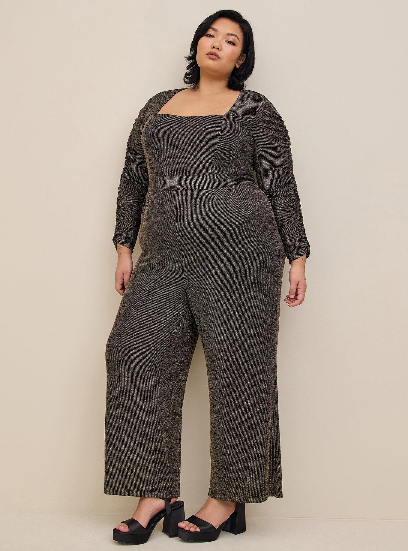 Plus Size - Glitter Knit Sweetheart Neck Jumpsuit - Torrid