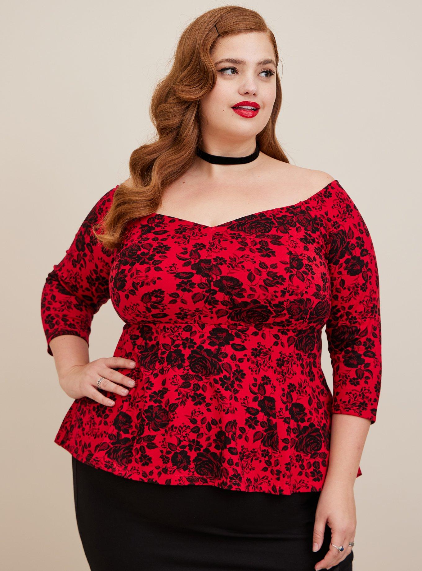 Plus Size - Ponte Sweetheart Peplum Top - Torrid