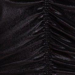 Plus Size Stretch Velvet Shirred Front Off The Shoulder Top, DEEP BLACK, swatch