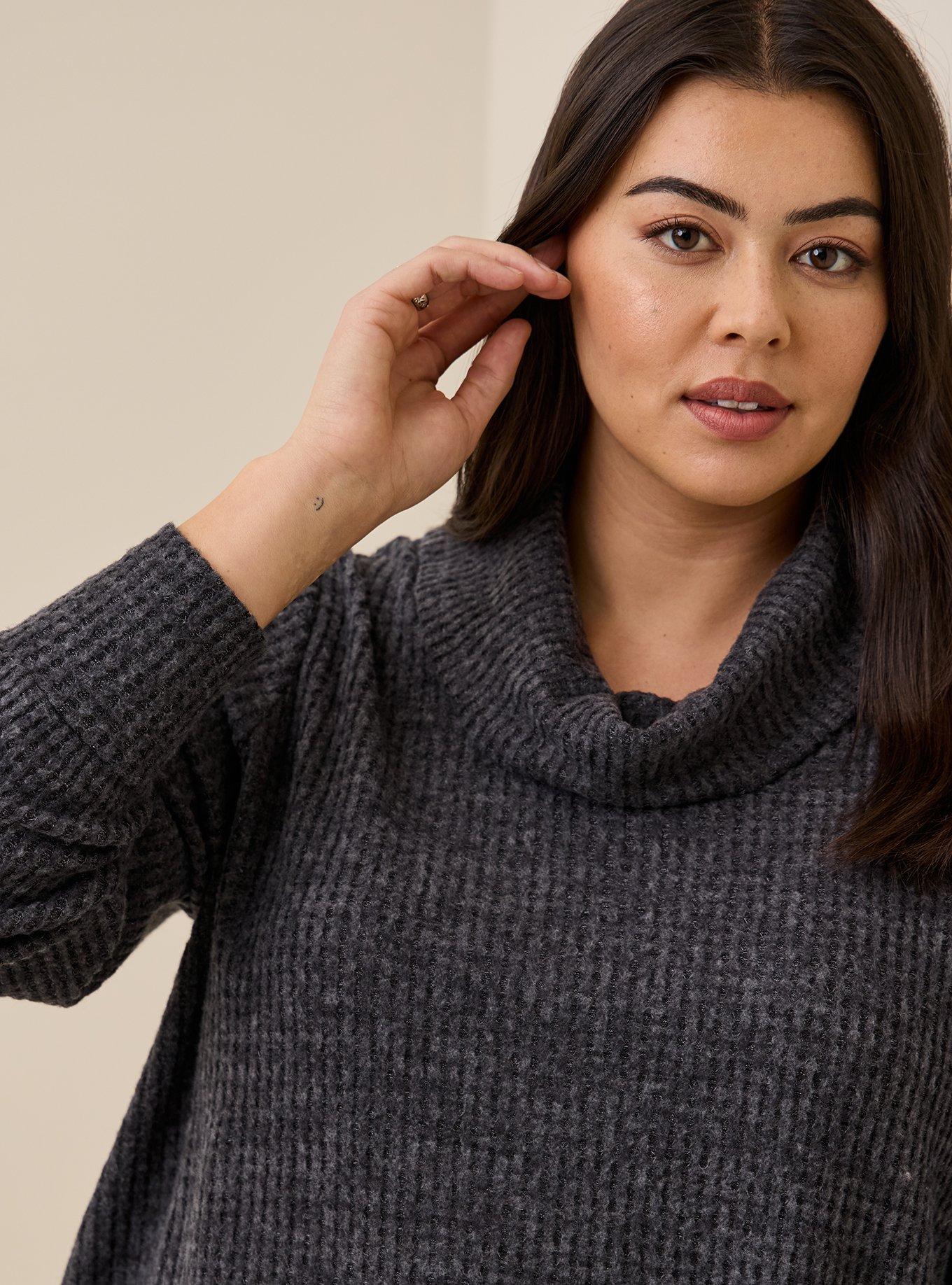 Plus Size Brushed Waffle Cowl Neck Top Torrid