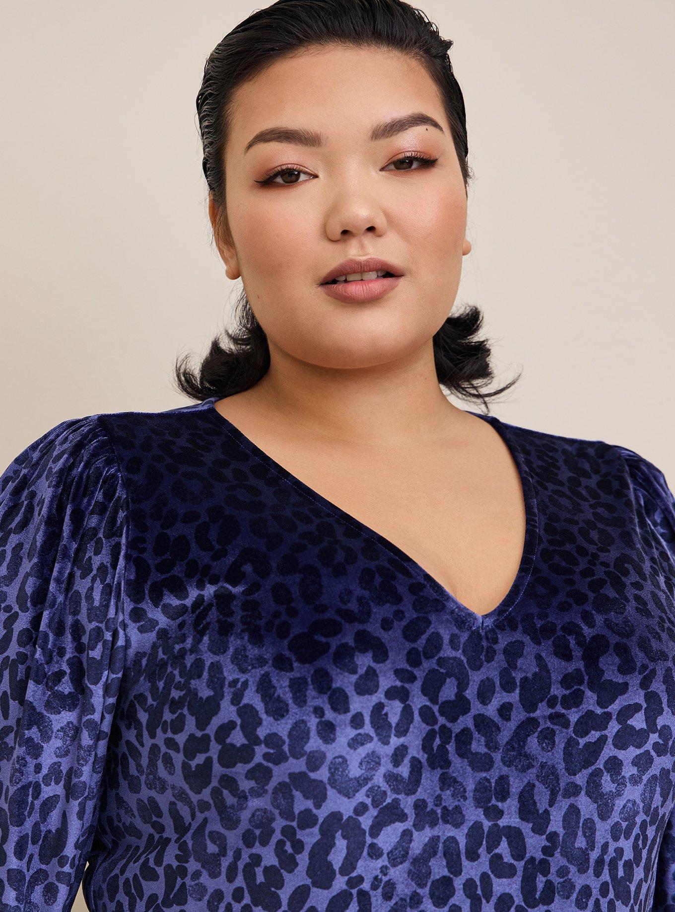 Plus Size - Stretch Velvet V-Neck Long Sleeve Bodysuit - Torrid