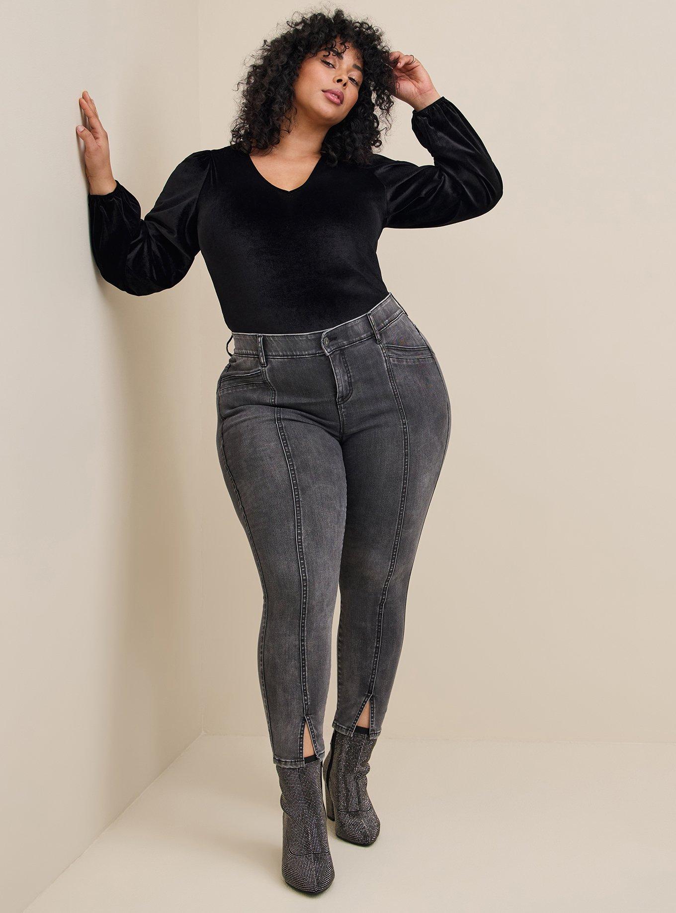 Plus Size - Stretch Velvet V-Neck Long Sleeve Bodysuit - Torrid