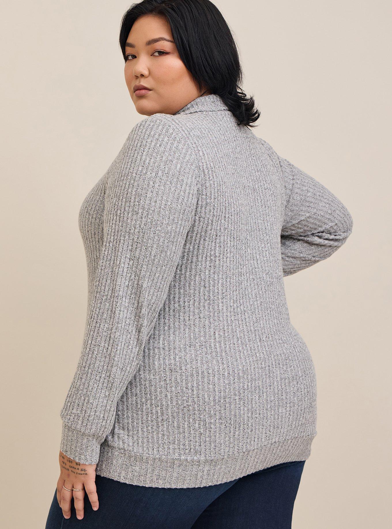 Relaxed Fit Super Soft Plush Rib Quarter Zip Sweatshirt