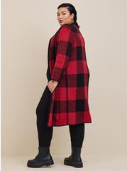 Duster Open Front Sweater , RED BLACK, alternate