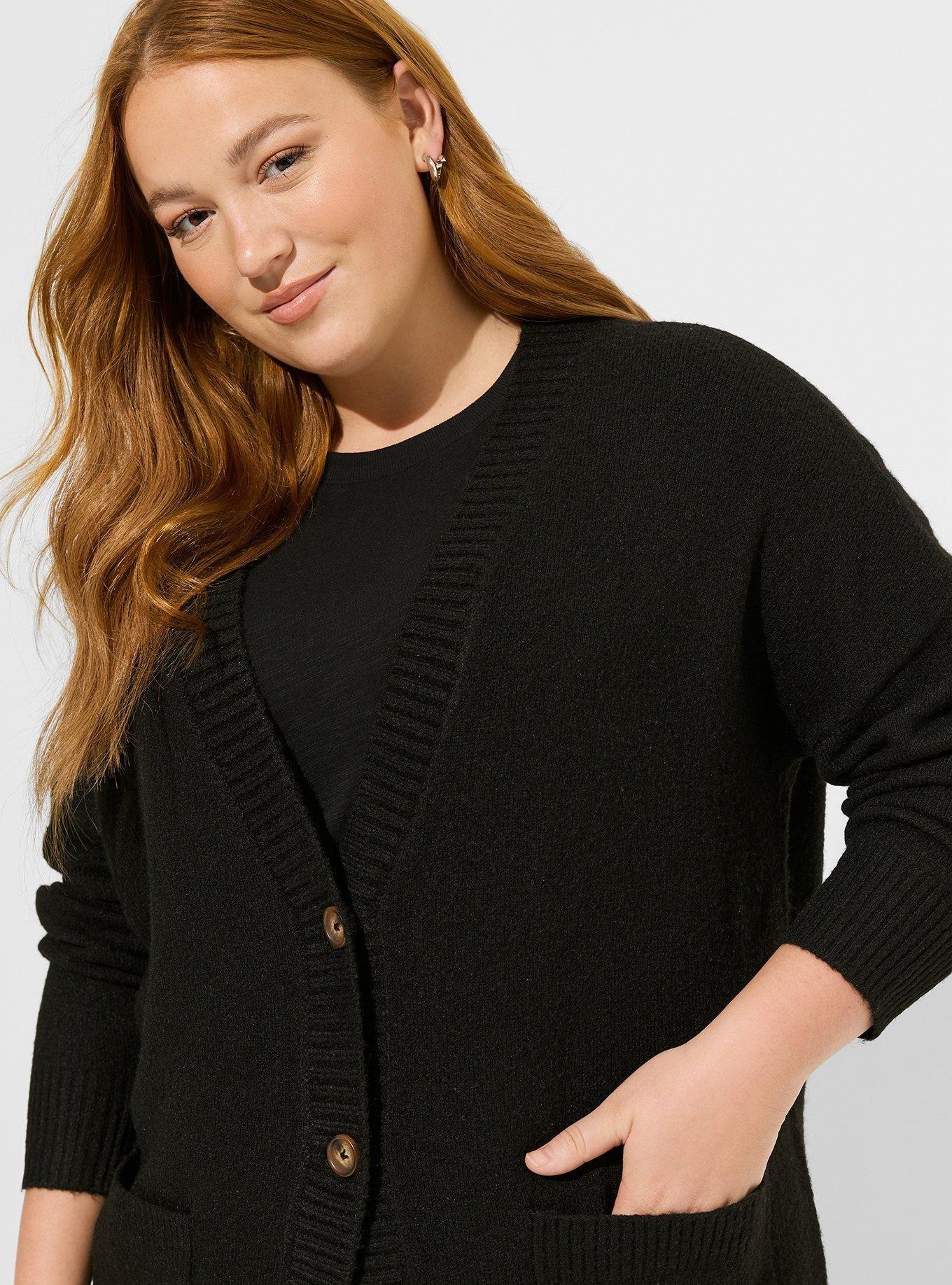 Black cashmere boyfriend cardigan sale