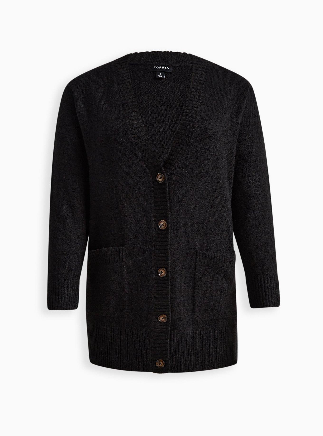 Black cashmere outlet boyfriend cardigan