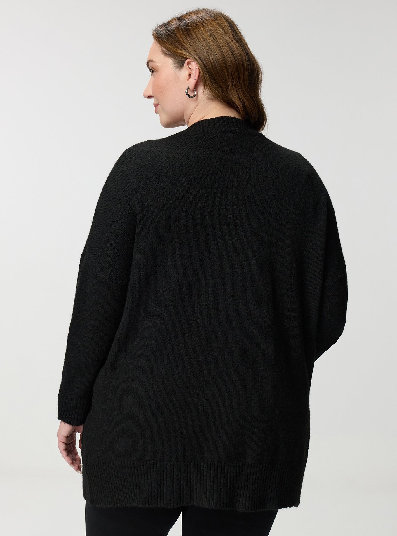 Vegan Cashmere Boyfriend Cardigan, DEEP BLACK, alternate