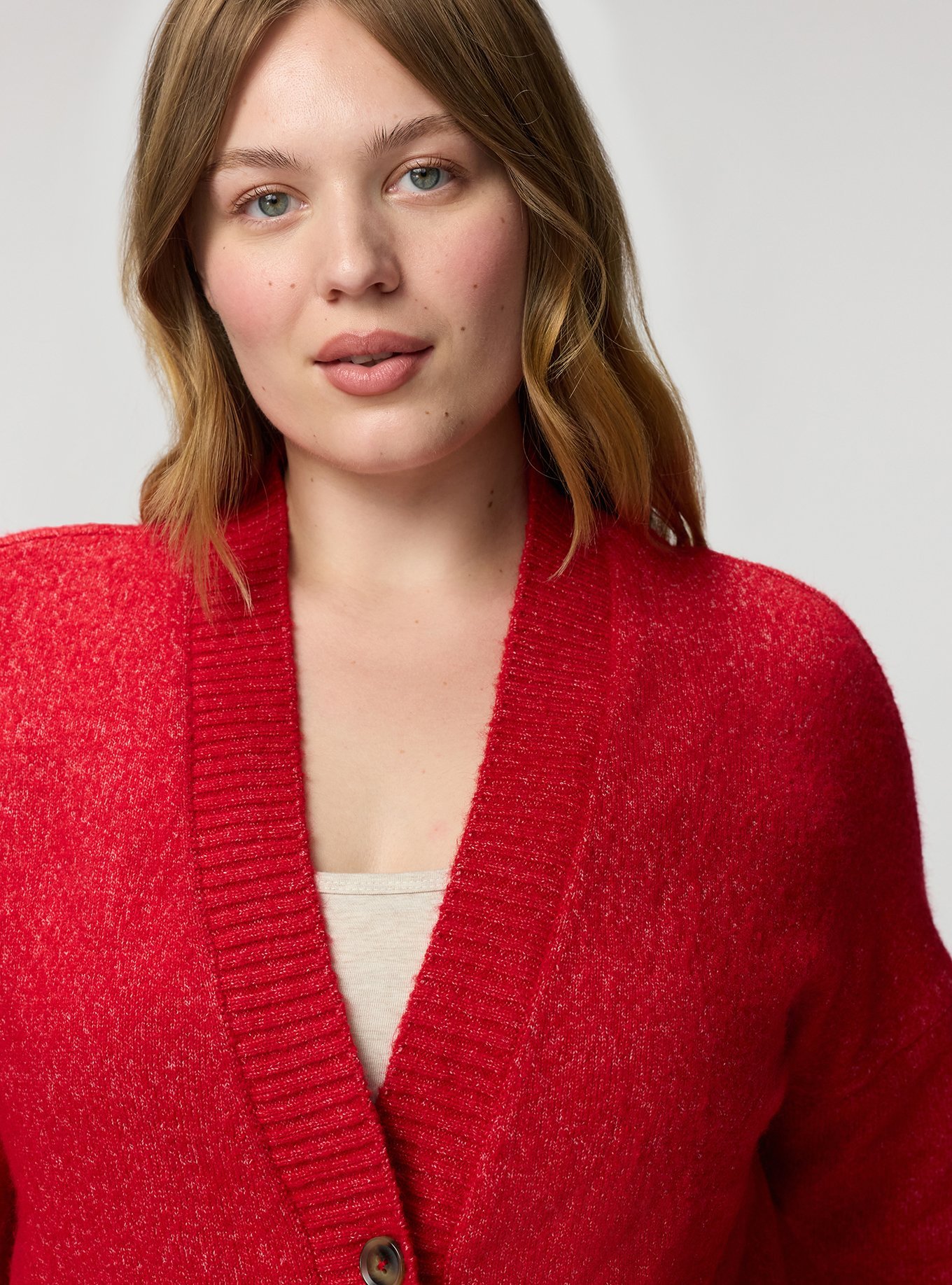 Vegan Cashmere Boyfriend Cardigan, JESTER RED, alternate