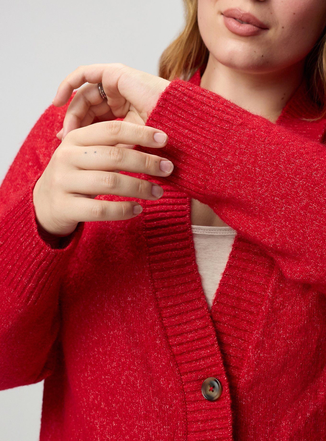 Vegan Cashmere Boyfriend Cardigan, JESTER RED, alternate