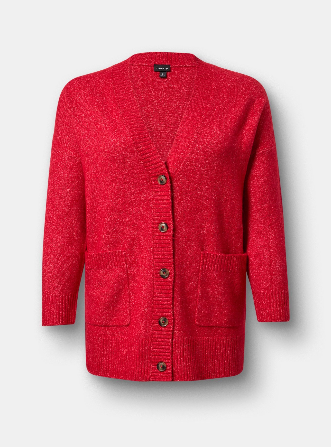 Vegan Cashmere Boyfriend Cardigan, JESTER RED, hi-res