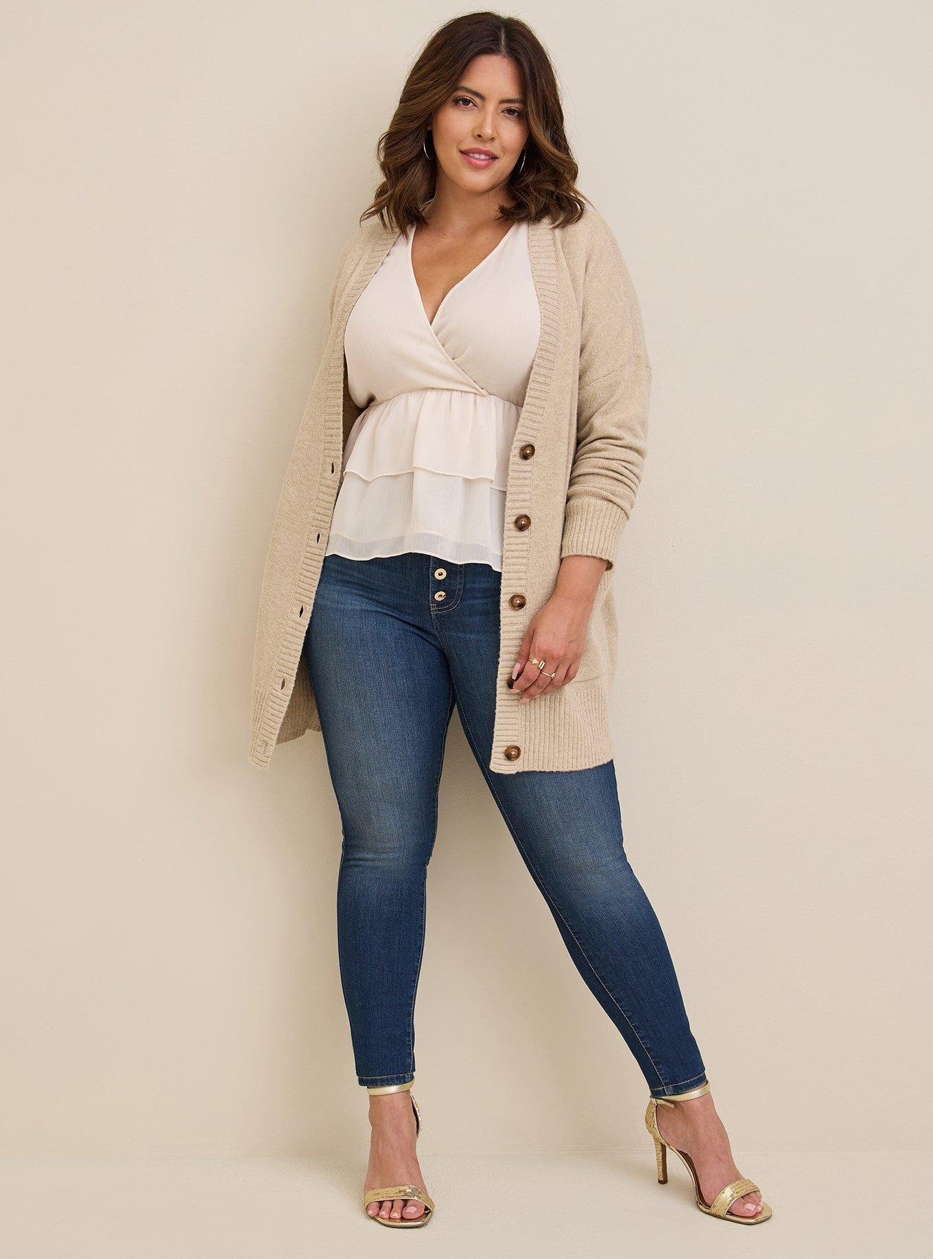 Plus Size Vegan Cashmere Boyfriend Cardigan V Neck Sweater Torrid