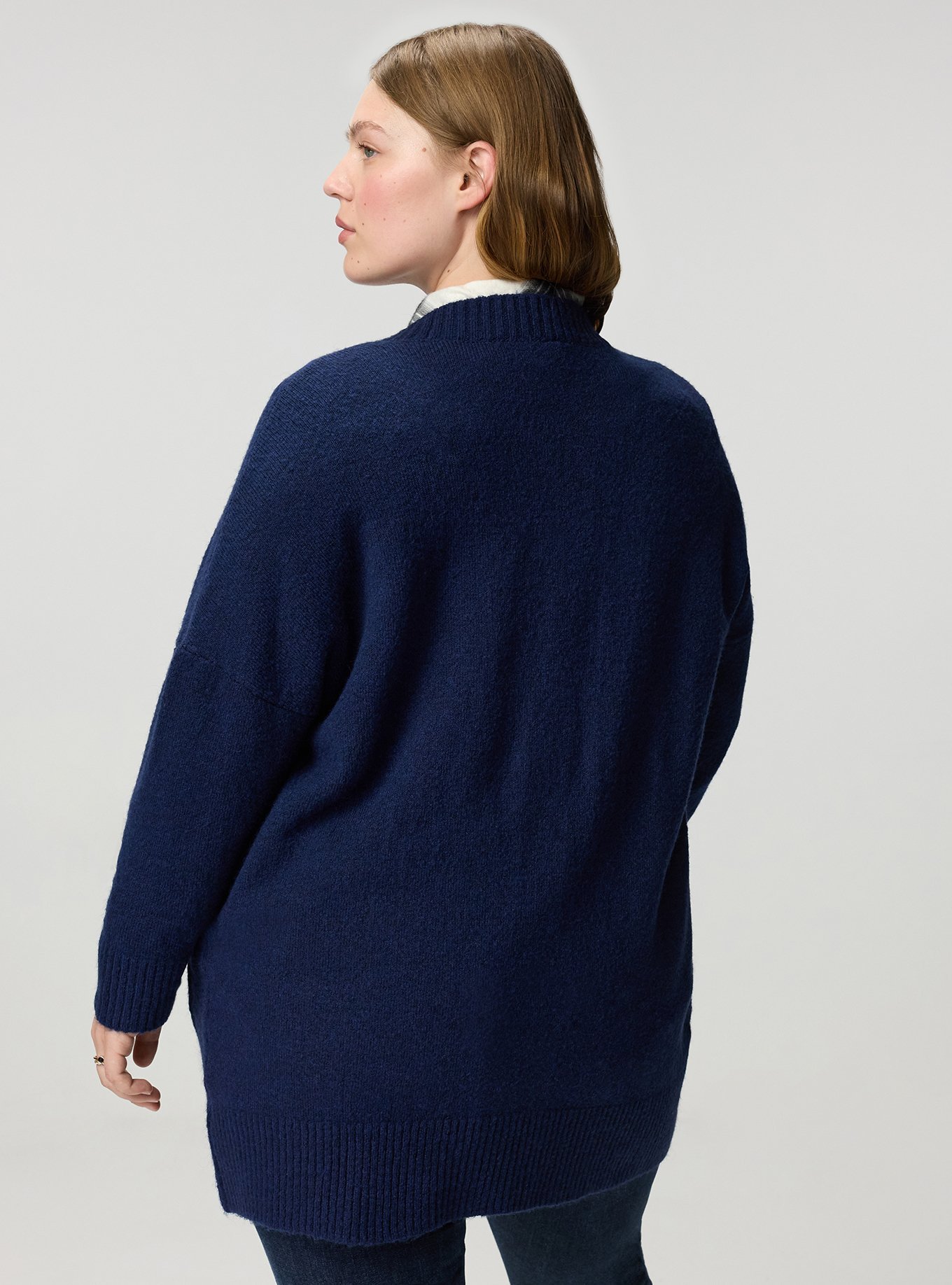 Vegan Cashmere Boyfriend Cardigan, MEDIEVAL BLUE, alternate