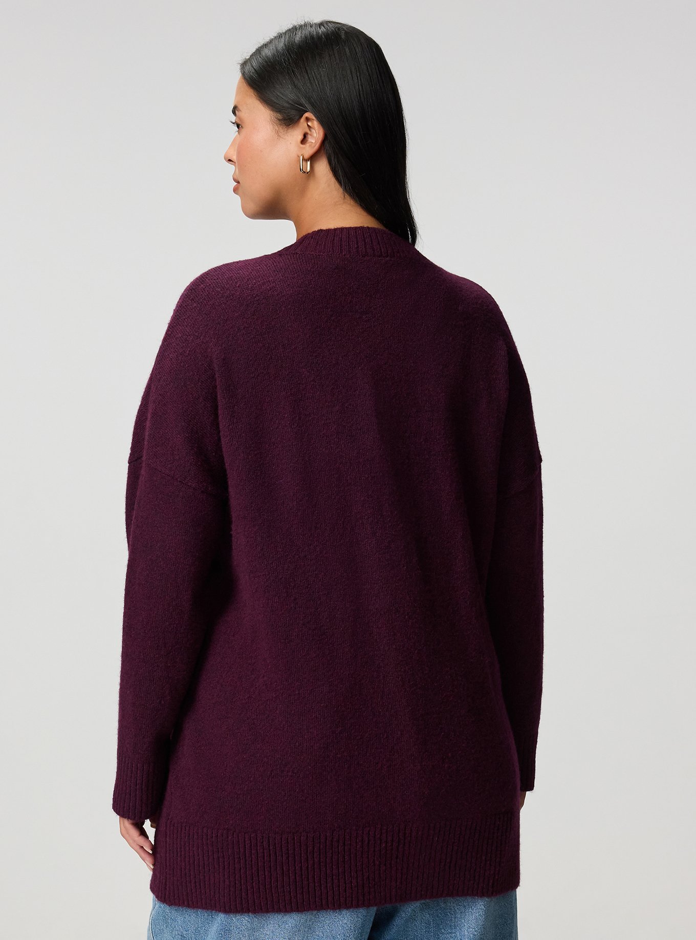 Vegan Cashmere Boyfriend Cardigan, POTENT PURPLE, alternate