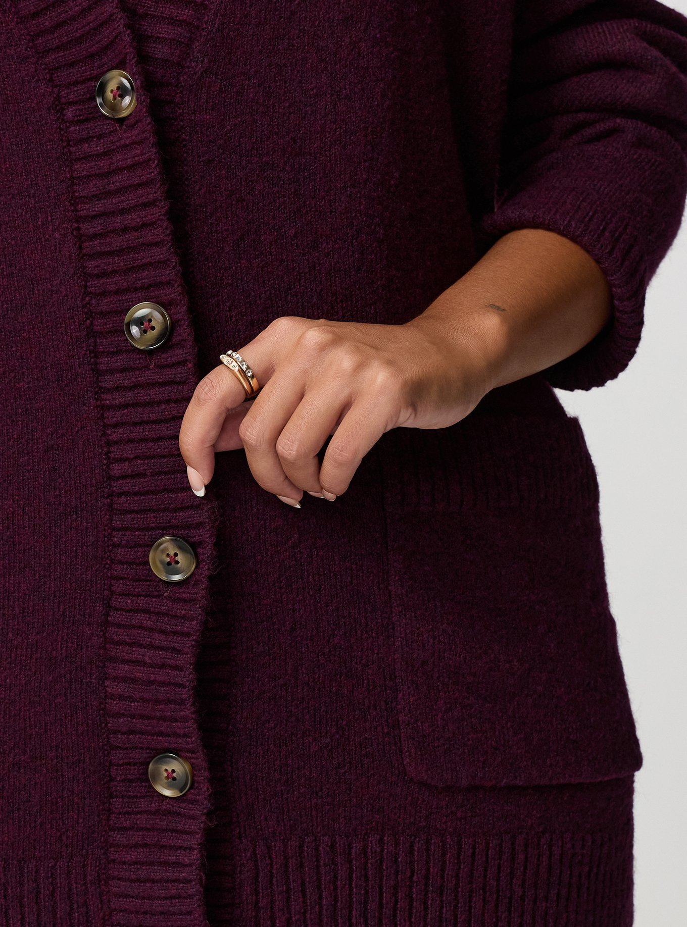 Vegan Cashmere Boyfriend Cardigan, POTENT PURPLE, alternate