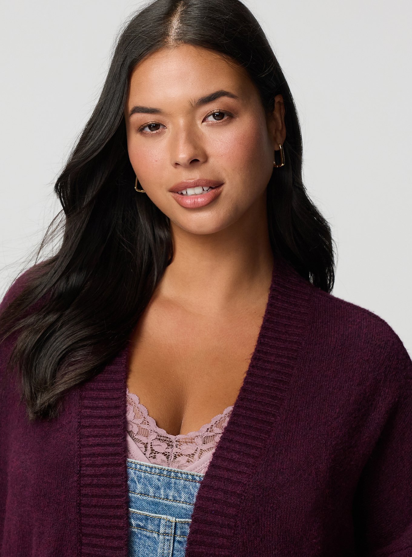 Vegan Cashmere Boyfriend Cardigan, POTENT PURPLE, alternate