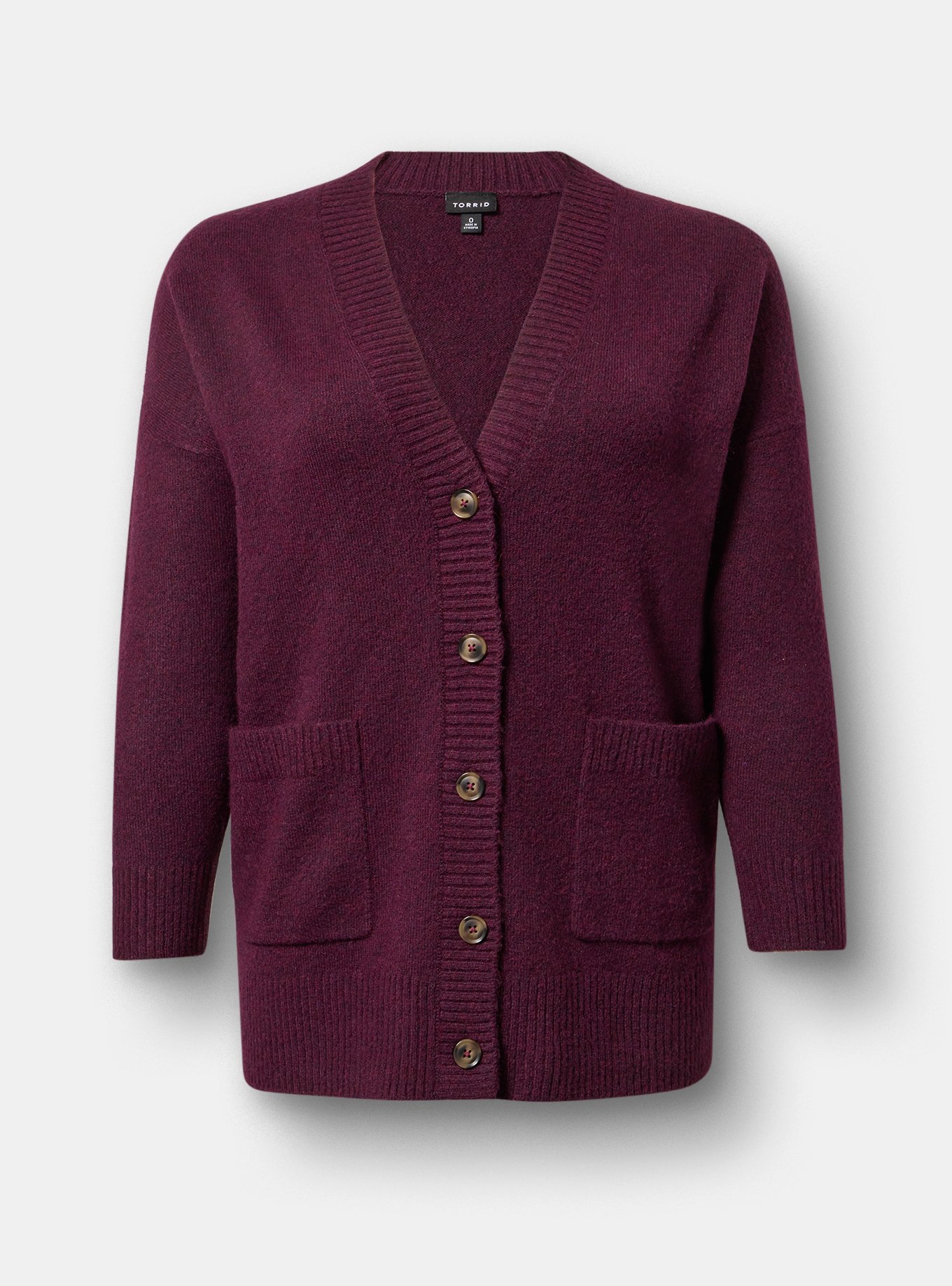 Vegan Cashmere Boyfriend Cardigan, POTENT PURPLE, hi-res