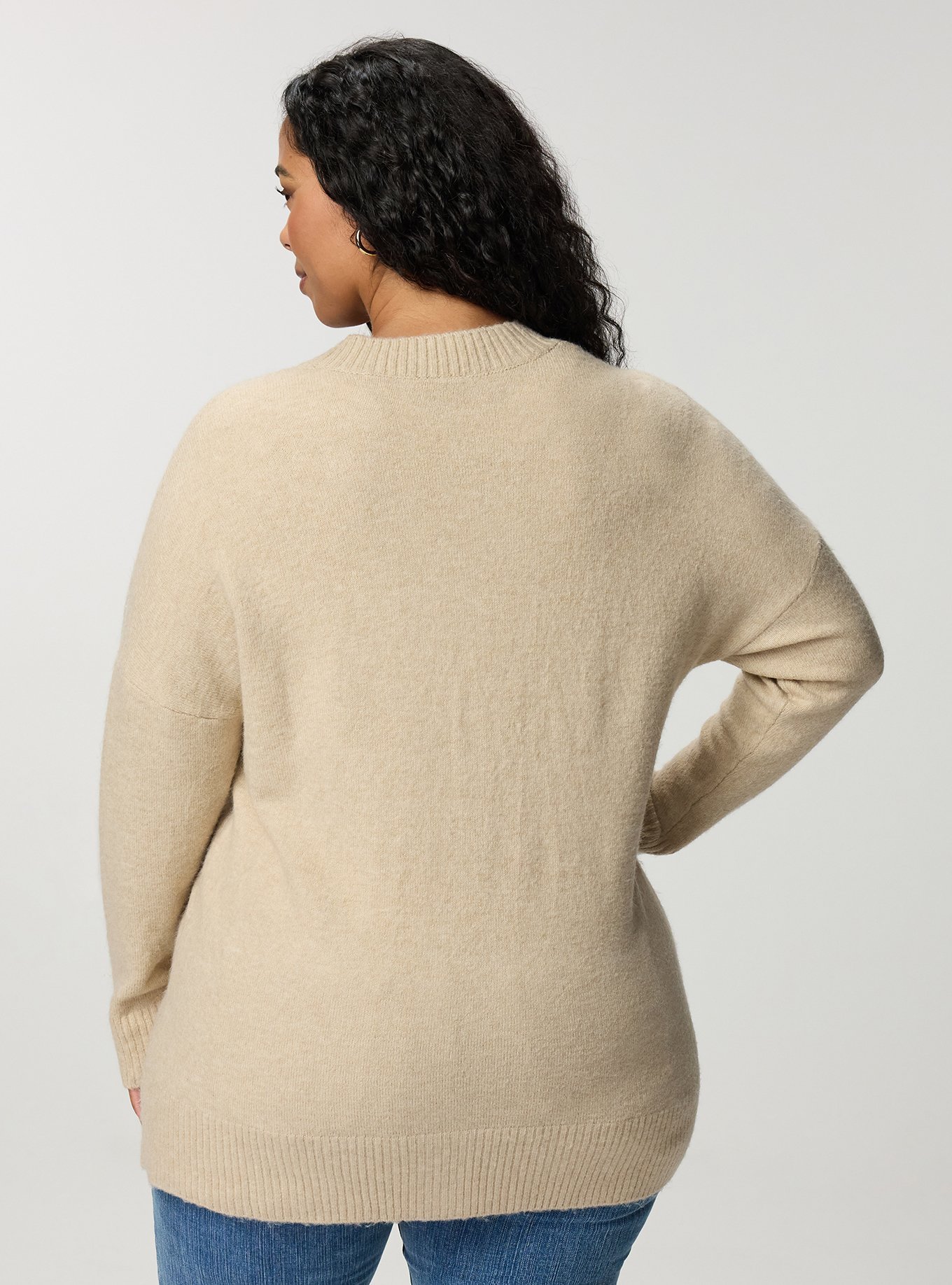Vegan Cashmere Boyfriend Cardigan, OATMEAL VEGAN CASHMERE, alternate