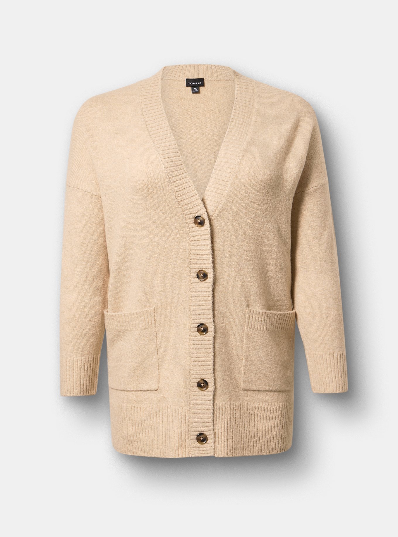 Vegan Cashmere Boyfriend Cardigan, OATMEAL VEGAN CASHMERE, hi-res