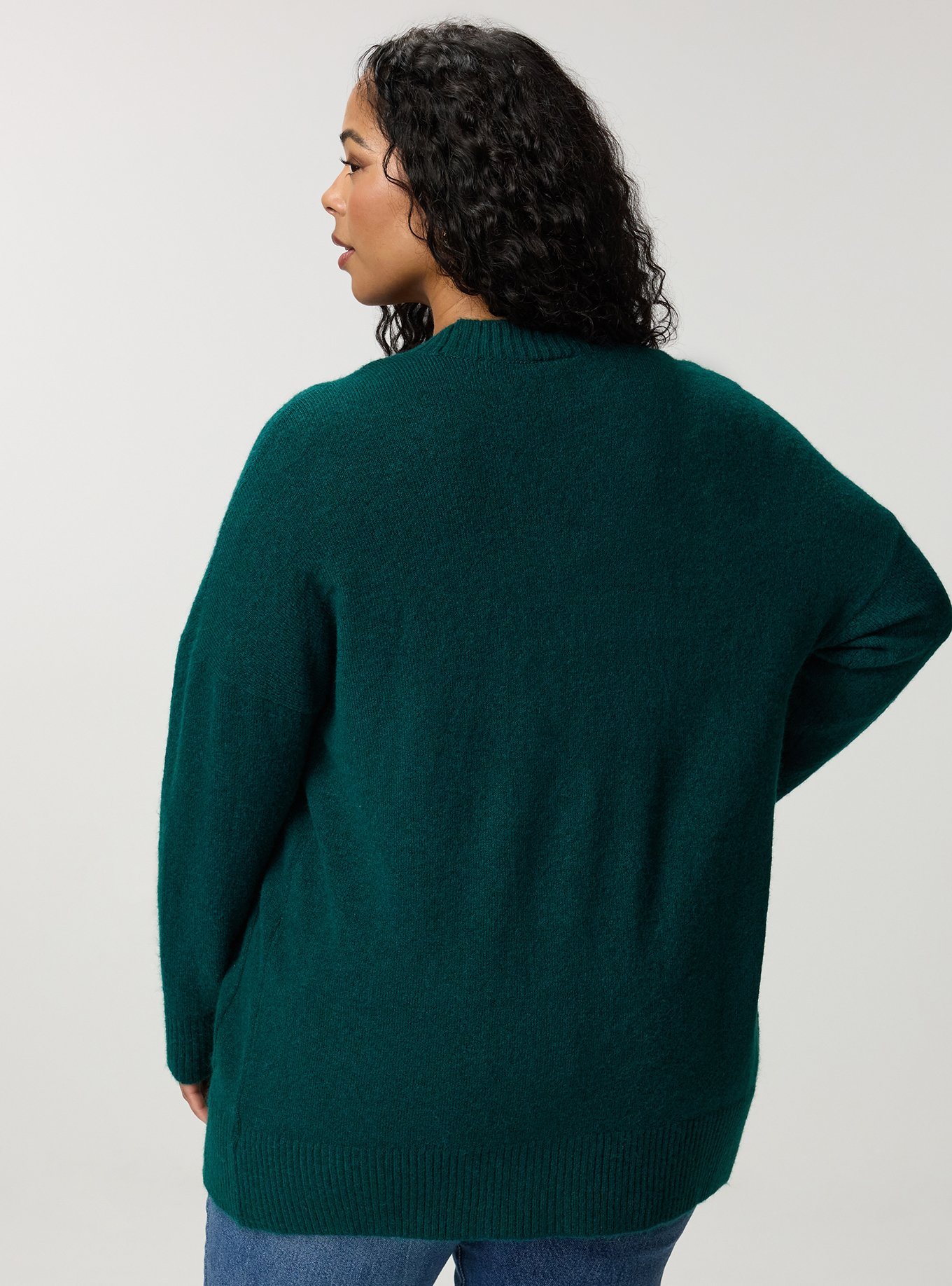Vegan Cashmere Boyfriend Cardigan, JEWEL GREEN VEGAN CASHMERE, alternate