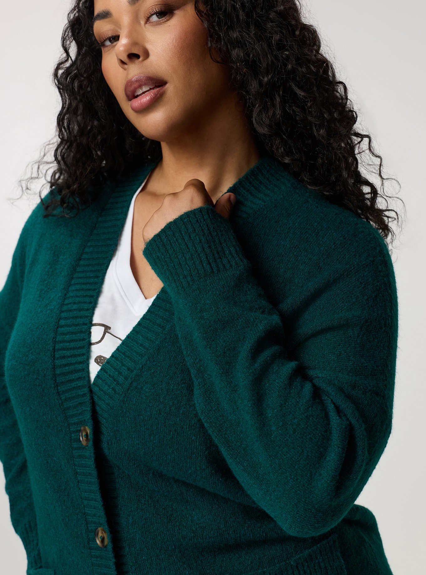 Vegan Cashmere Boyfriend Cardigan, JEWEL GREEN VEGAN CASHMERE, alternate