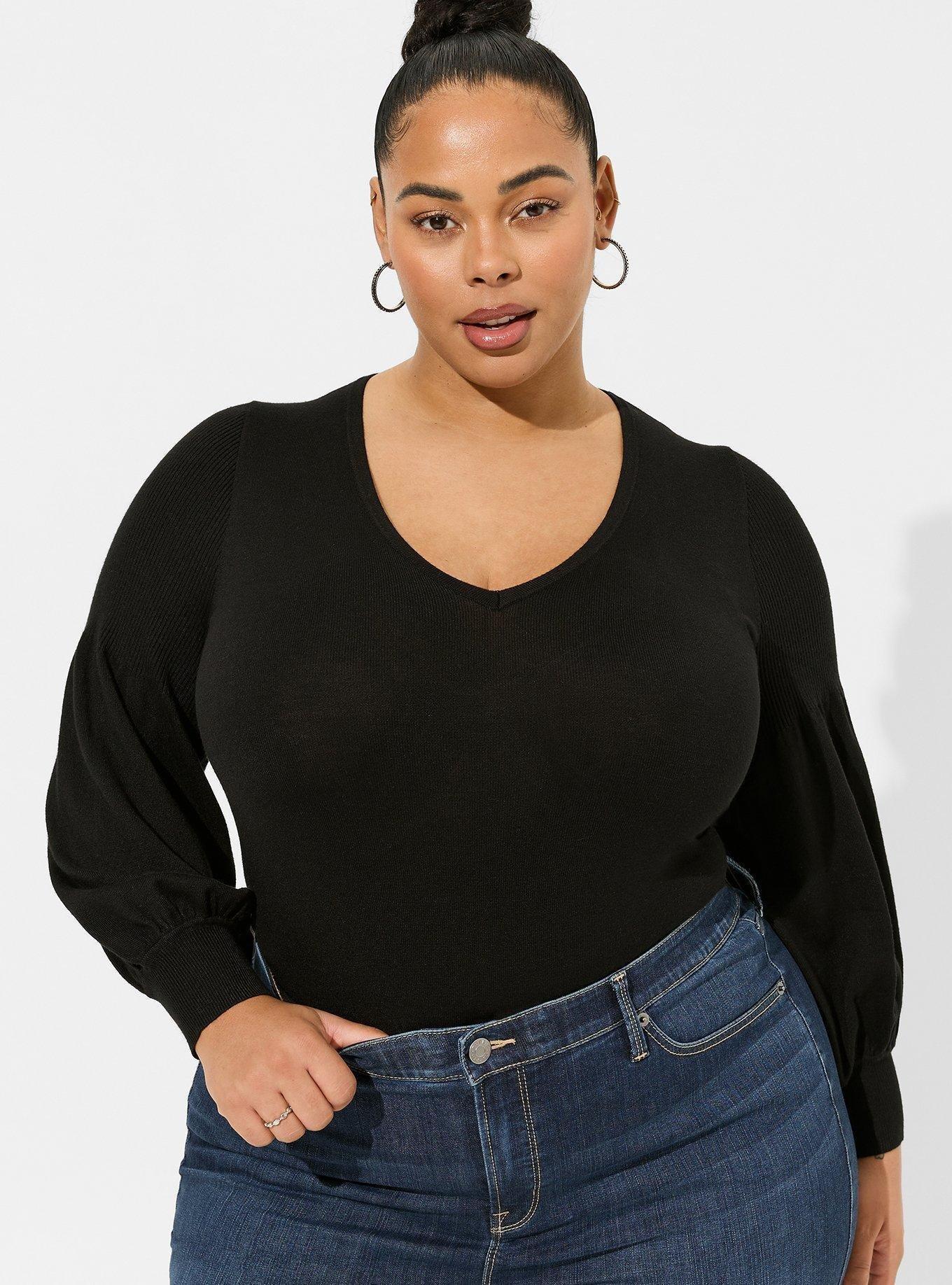 Plus Size Pullover V Neck Fitted Sweater Torrid